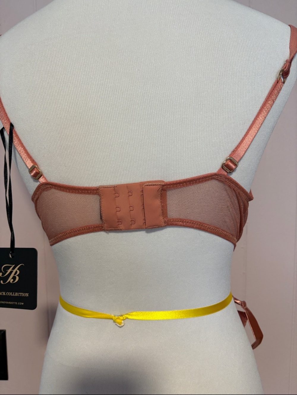 Honey Birdette Metallic Rose-gold push-up plunge bra and high waist Brazilian - Picture 4 of 8
